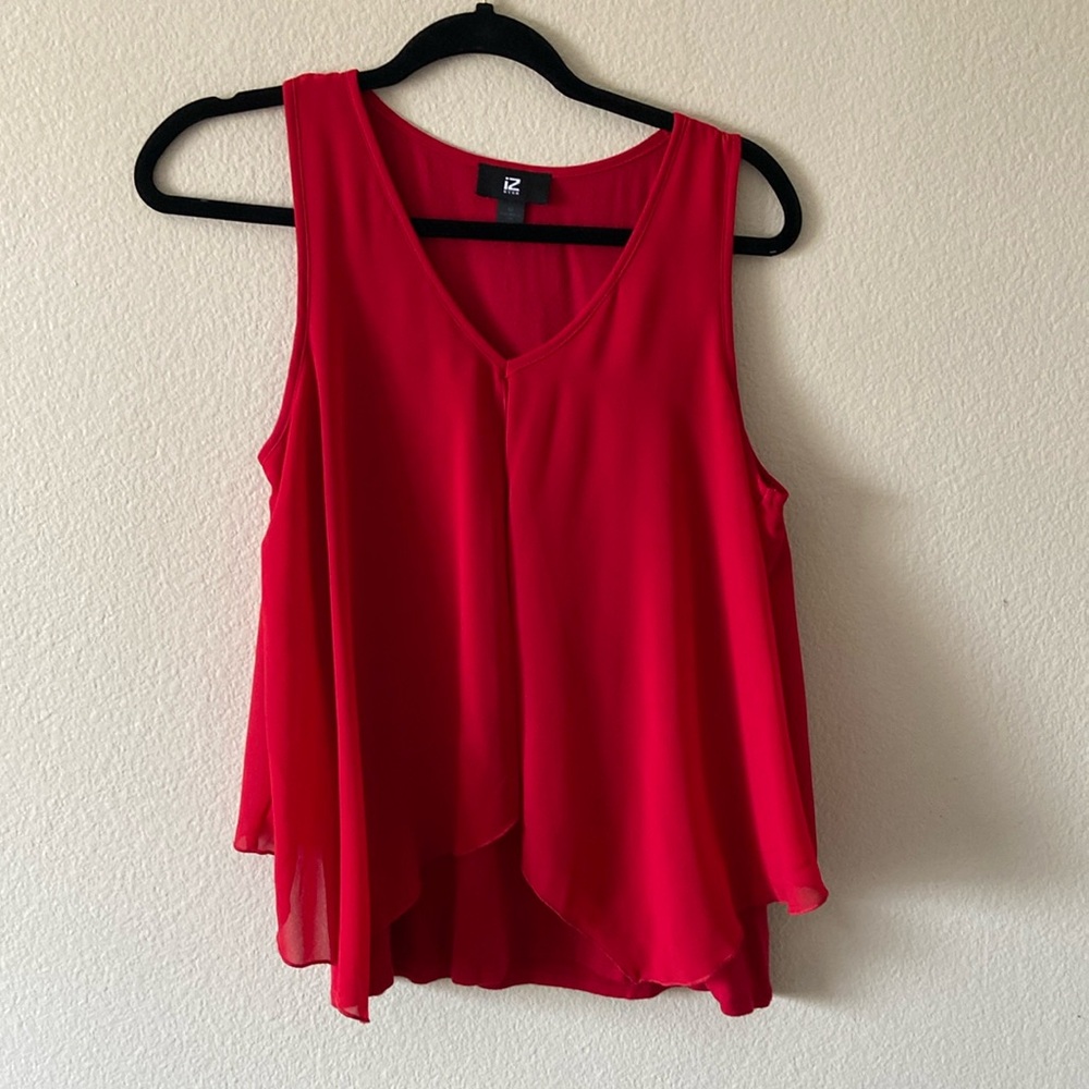 IZ BYER RED Chiffon Overlay